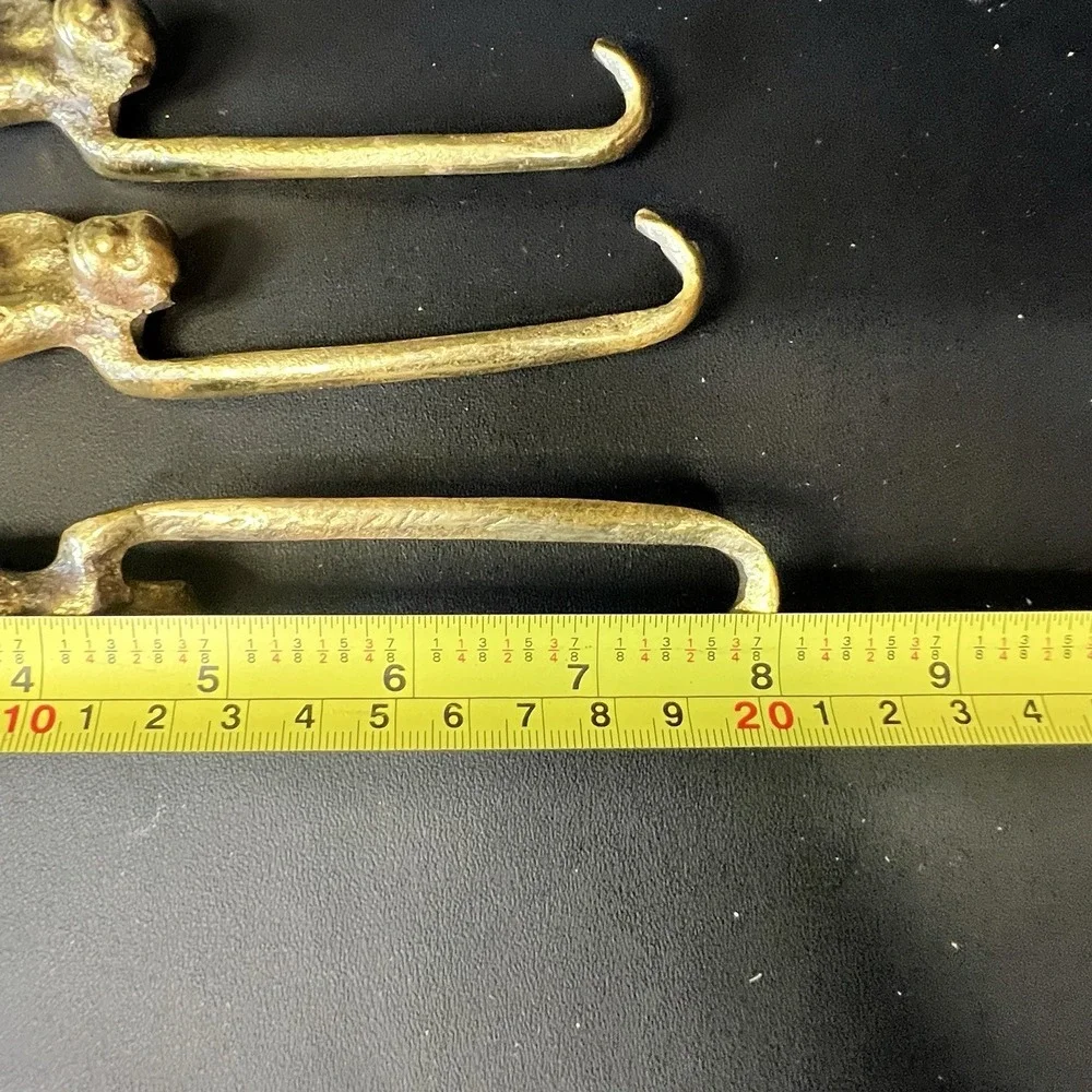 Vintage Brass Monkey Hanging Hook Hanger - Set of 3 - 8